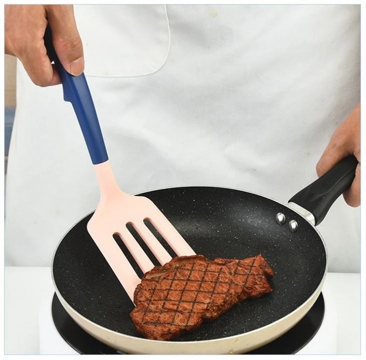 Silicone Slotted Turner Spatula Set Flipper Spatulas For Cooking With Nylon Handle